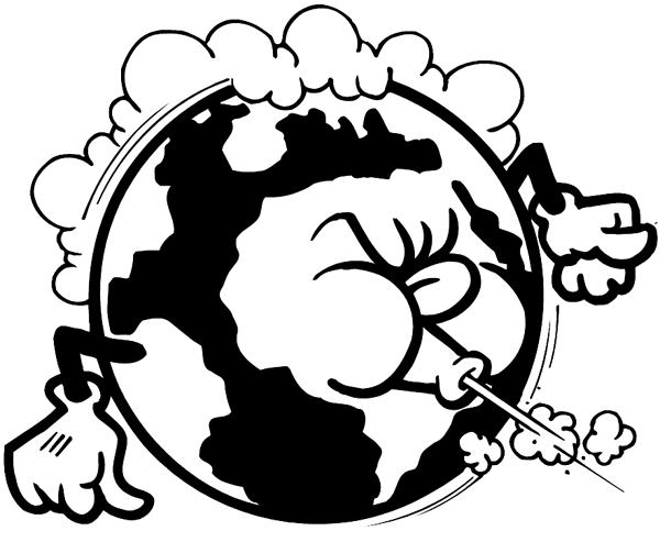 A polluted globe vinyl sticker. Customize on line.  Environment Pollution Conservation 034-0085